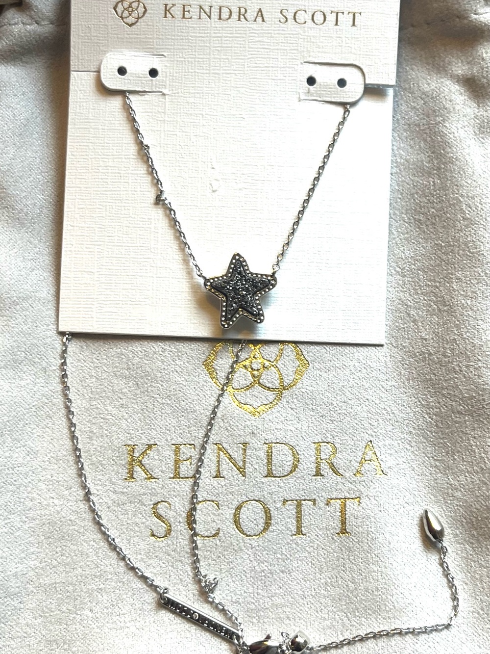 Kendra Scott Jae Star Silver Pendant Necklace in Platinum Drusy Quartz